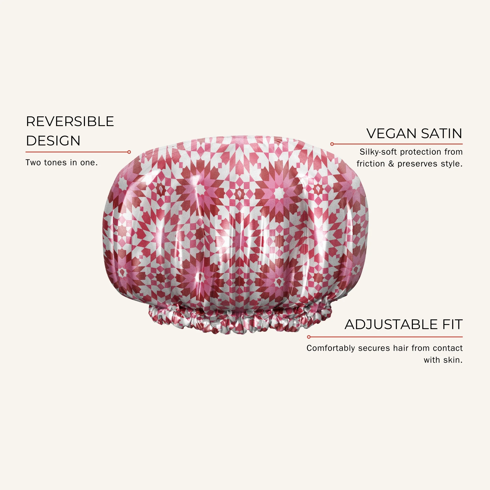 Reversible Satin Hair Bonnet Pink- Gorro de satín reversible Rosa - Imagen 6