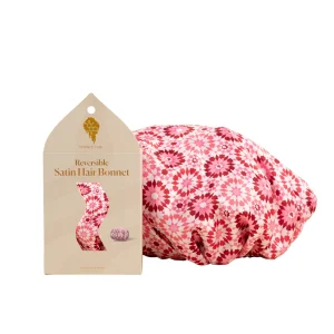 Reversible Satin Hair Bonnet Pink- Gorro de satín reversible Rosa