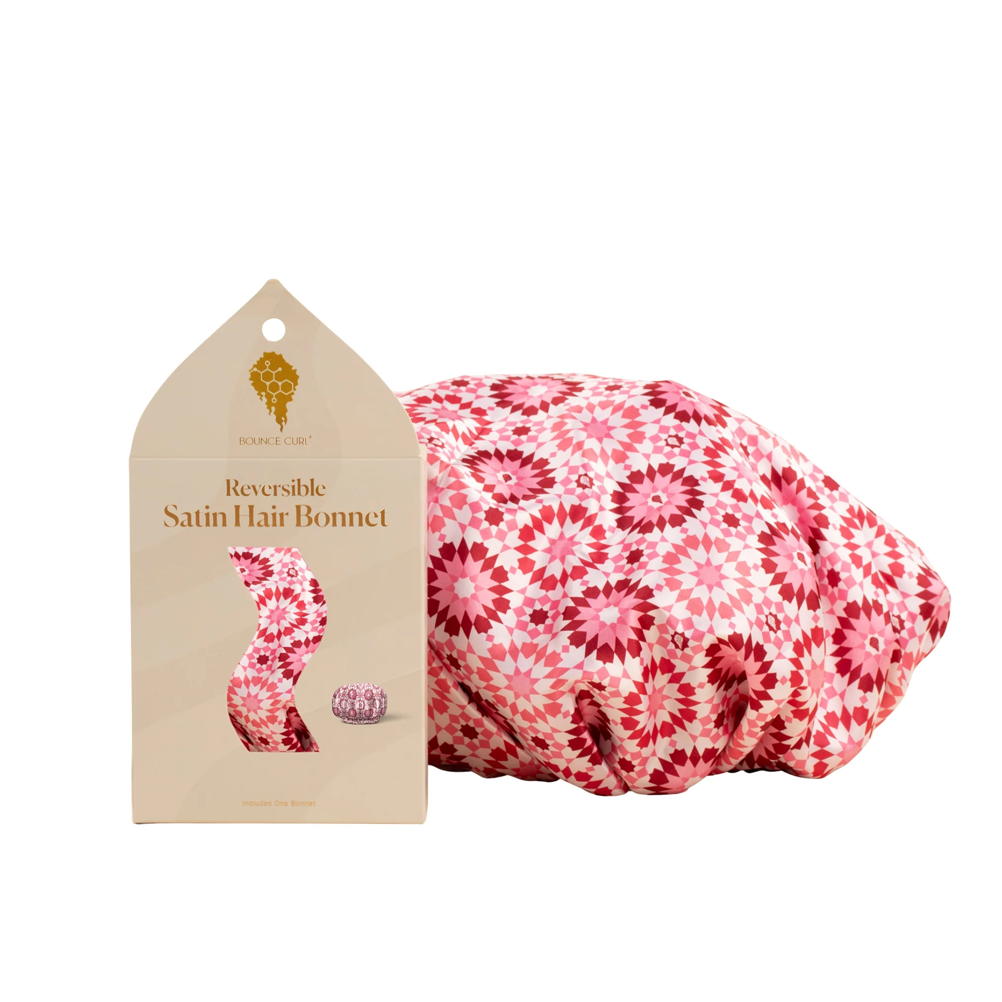Reversible Satin Hair Bonnet Pink- Gorro de satín reversible Rosa